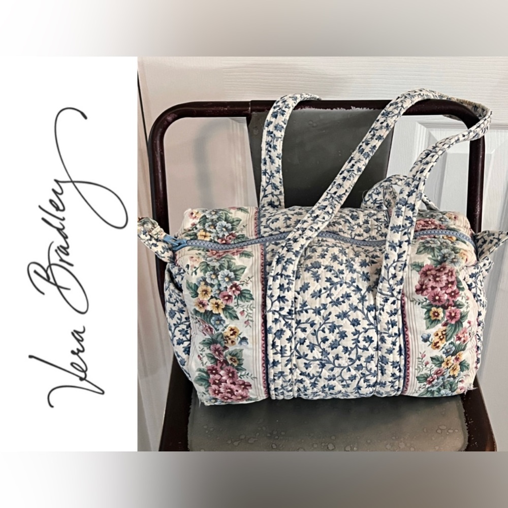 Vintage Vera Bradley Handbag In "Delft 1992" Pattern